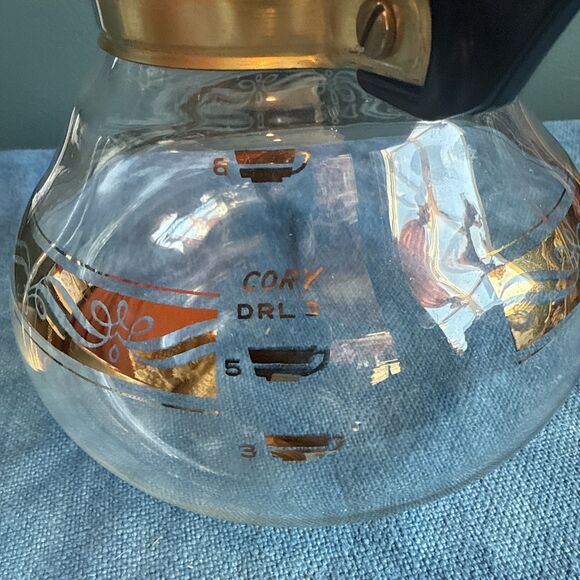 Vintage Retro Cory Glass Coffee Percolator 50s-60s Bakelite Gold Accents MCM - Picture 8 of 11